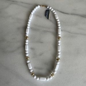 VINTAGE • NWT Trifari Pearlcore Barbie White Plastic Beaded Necklace Weird Girl